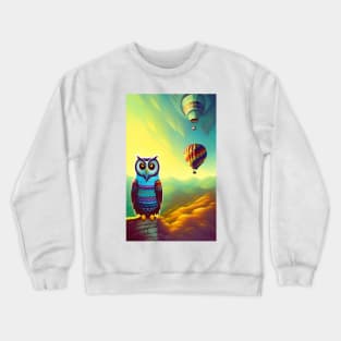 Owl And Hot Air Balloons Crewneck Sweatshirt